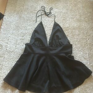 Open Back black halter top